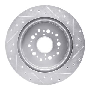 Lexus LS400 Brake Rotor (1) - Rear Left - R1 Concepts - Drilled & Slotted - Silver - `92-`00